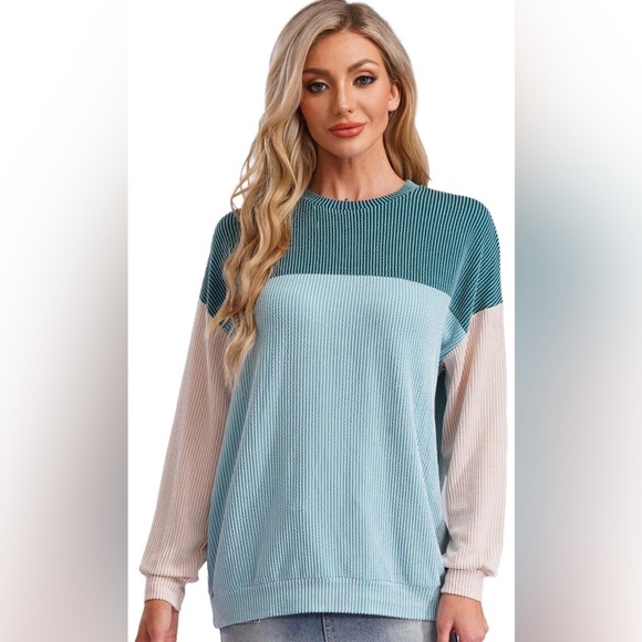 None Tops - NWOT- WOMENS BLOCK RIBBED SHIRT🔥